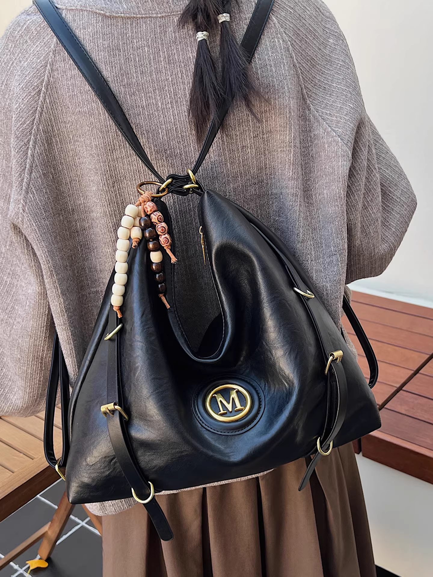 Túi đeo chéo nữ retro, dung tích lớn, mẫu mới thu đông 2025, kiểu dáng giản dị, đa năng, có thể dùng làm balo