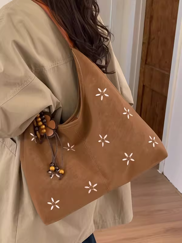 Túi thêu nữ, dung tích lớn, mẫu mới thu đông 2025, túi đeo vai/nách phong cách thường ngày, chất liệu cao cấp, túi tote đi làm