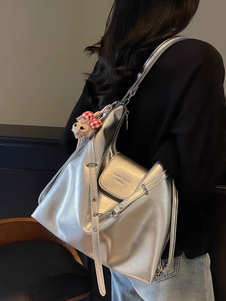 Túi tote đi làm cỡ lớn dành cho nữ 2025, thiết kế cá tính, phong cách giản dị, đeo vai, đeo chéo, ba kiểu đeo, có thể làm balo