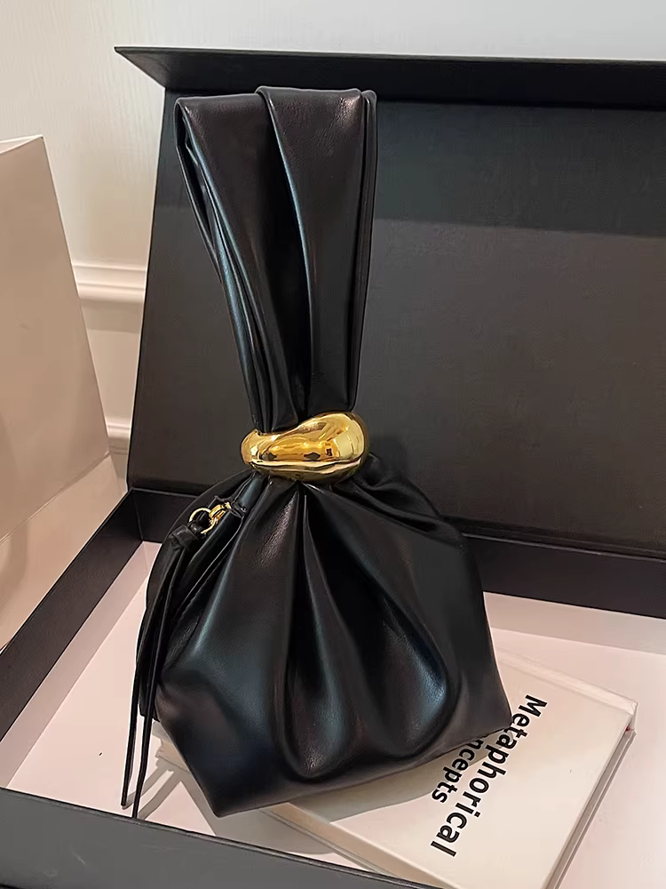 Túi nhỏ độc đáo cao cấp dành cho nữ, mẫu mới thu đông 2025, kiểu vintage xếp ly mini dạng xô