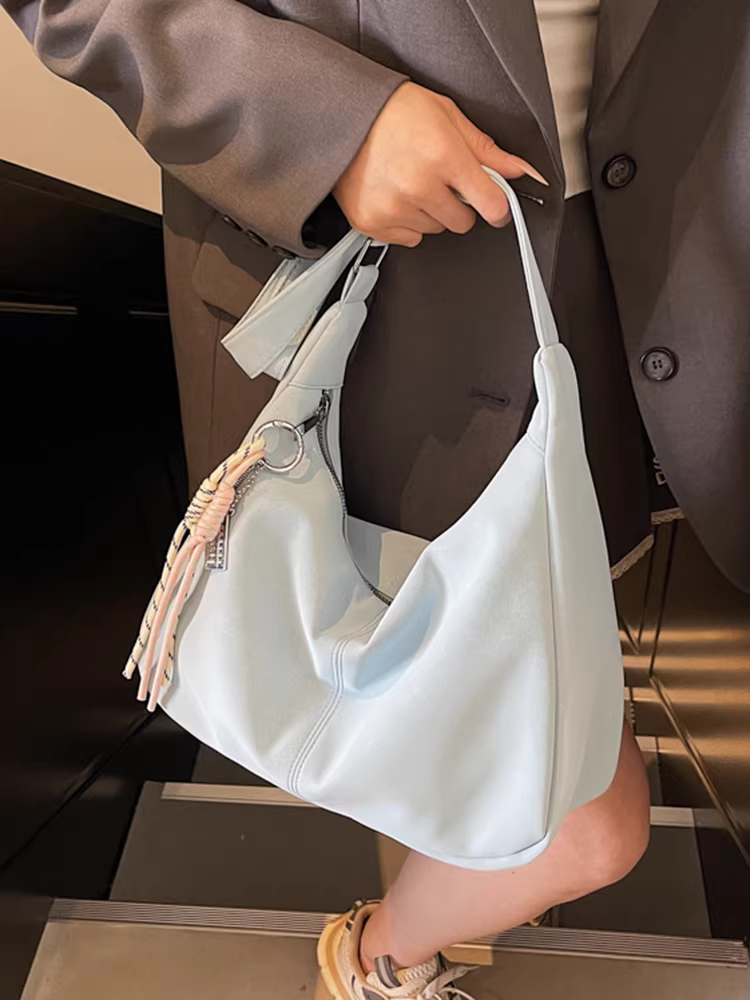 Túi da mềm đơn giản, dung tích lớn dành cho nữ, mẫu mới 2025, thời trang đa năng, đeo vai, đeo chéo, kiểu dáng bánh bao, tiện dụng đi làm