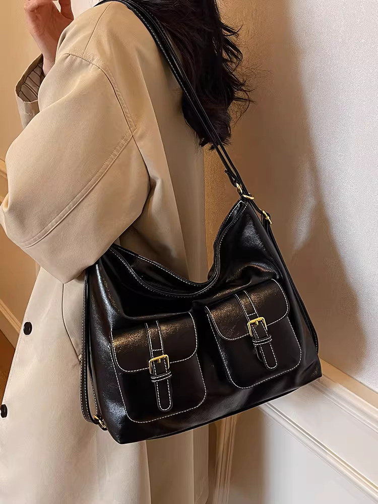 Túi tote đi làm cỡ lớn phong cách retro dành cho nữ, thời trang mới 2025, đa năng, đeo vai đơn/kép, có thể dùng làm balo