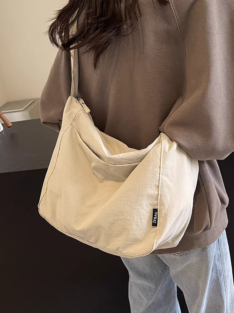 Túi vải canvas nữ, dung tích lớn, mẫu mới thu đông 2025, túi đeo chéo đa năng, túi vải đi học và đi làm, túi tote.