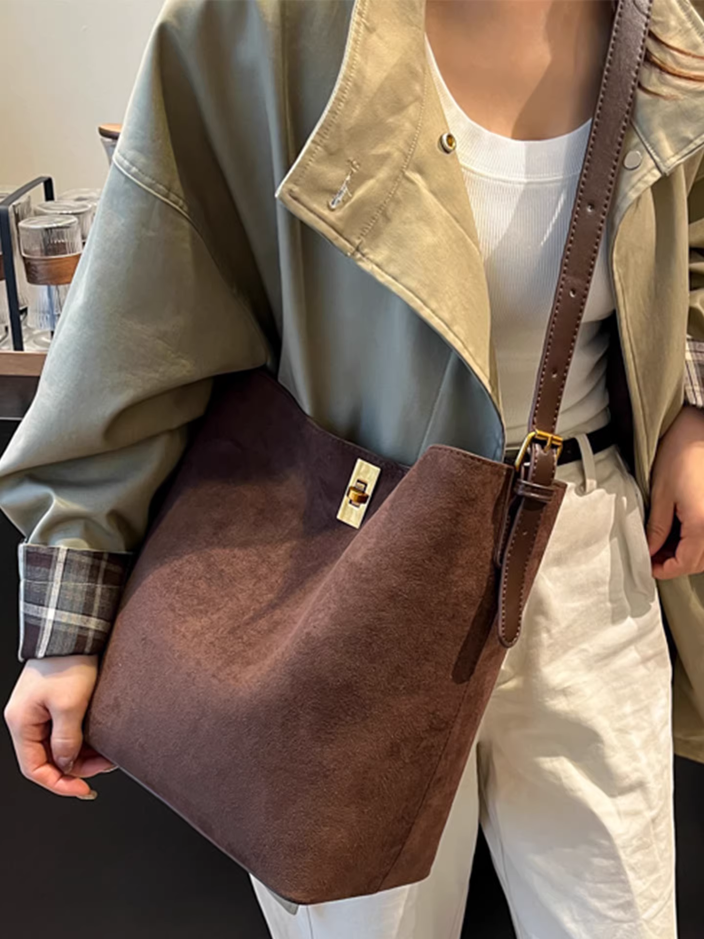 Túi da lộn họa tiết da báo dành cho nữ, sức chứa lớn, mẫu mới thu đông 2025, túi đeo chéo đa năng, túi mẹ và con gái, túi tote