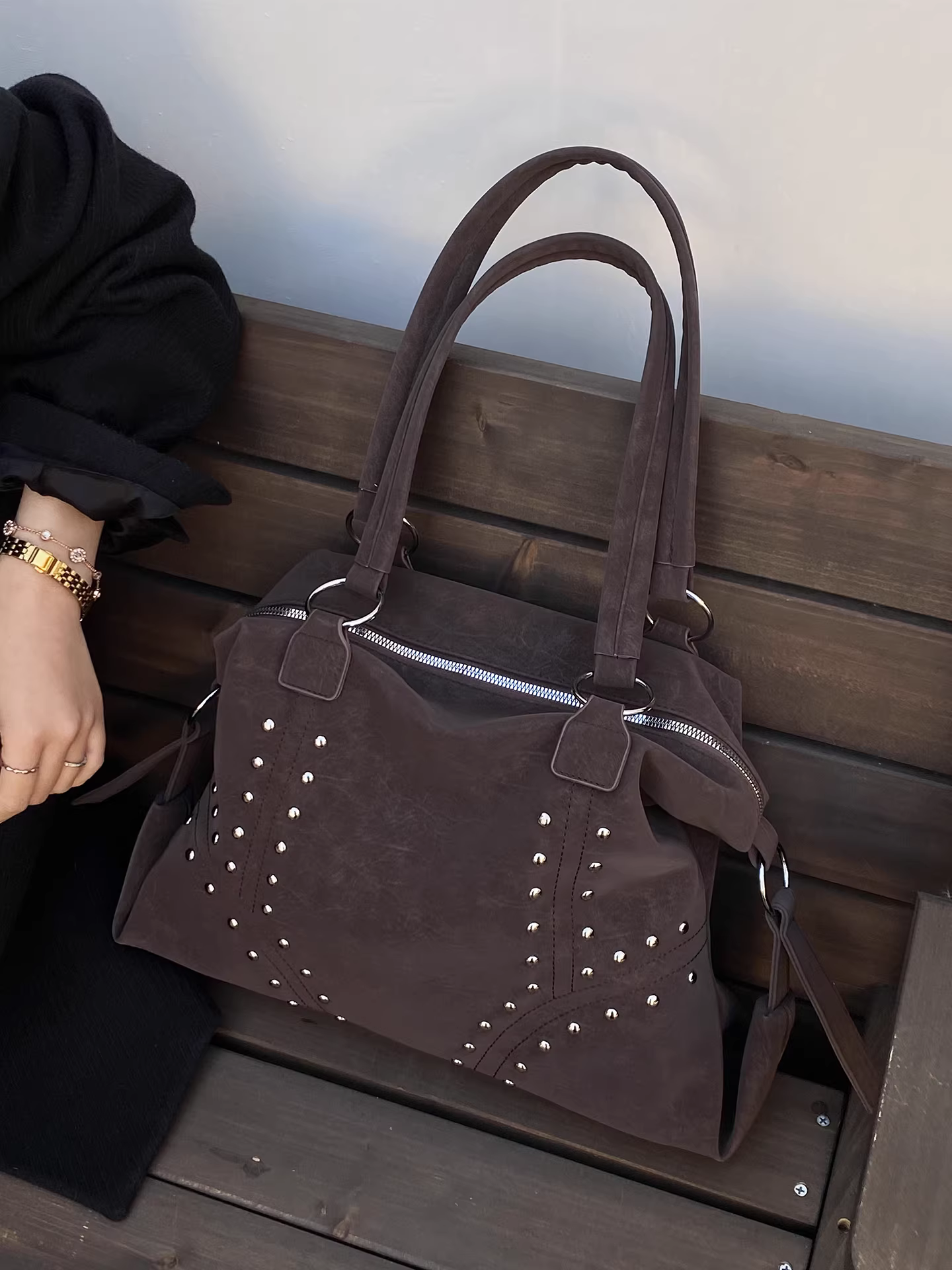 Túi đeo vai nữ kiểu retro, dung tích lớn, mẫu mới thu đông 2025, chất liệu cao cấp, túi tote đi làm