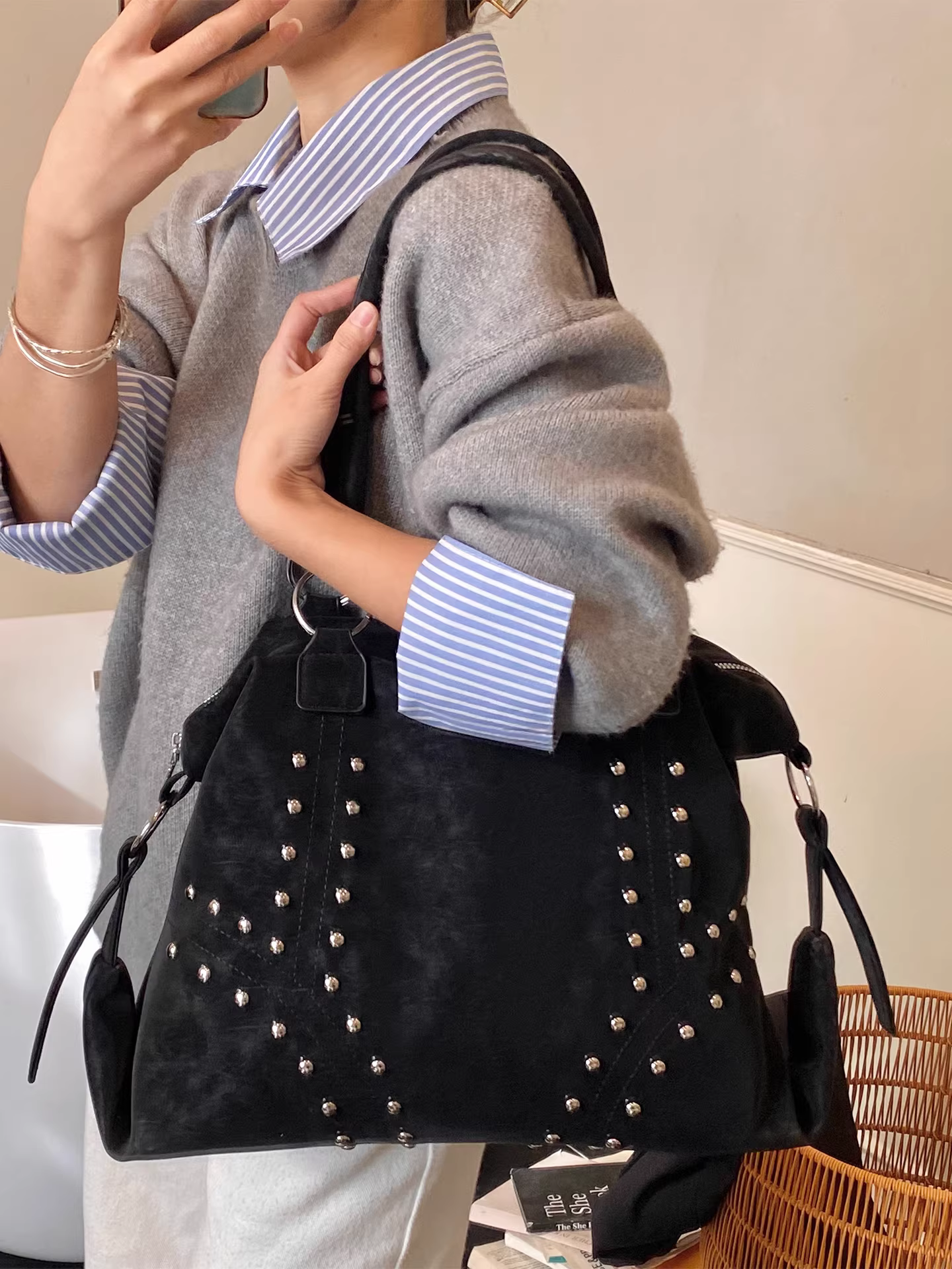 Túi đeo vai nữ kiểu retro, dung tích lớn, mẫu mới thu đông 2025, chất liệu cao cấp, túi tote đi làm