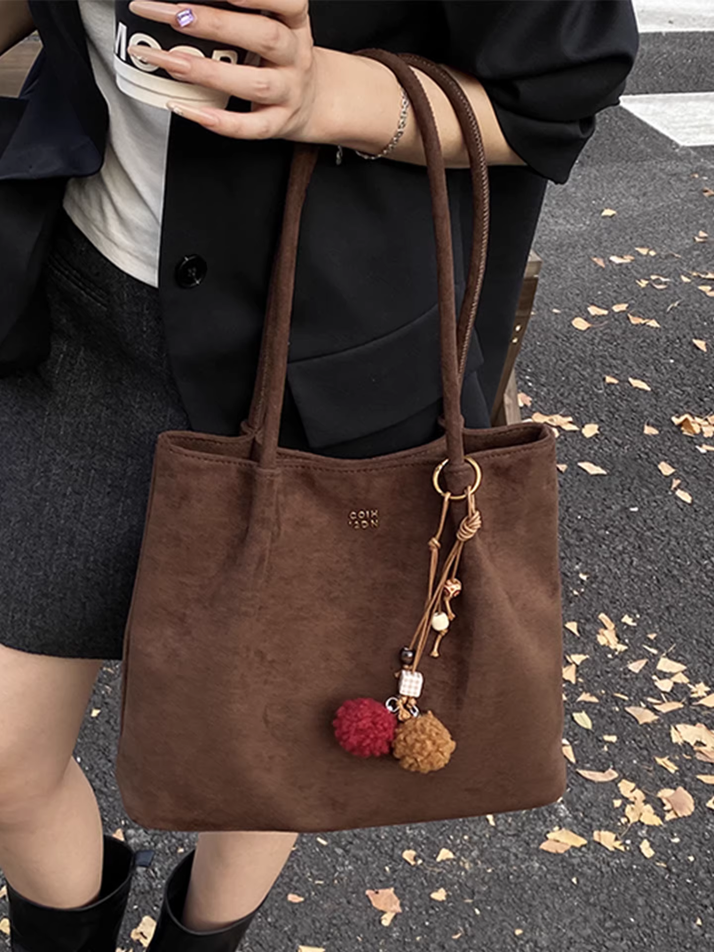 Túi da lộn nữ, dung tích lớn, mẫu mới thu đông 2025, túi đeo vai đa năng, túi tote đi làm phong cách retro