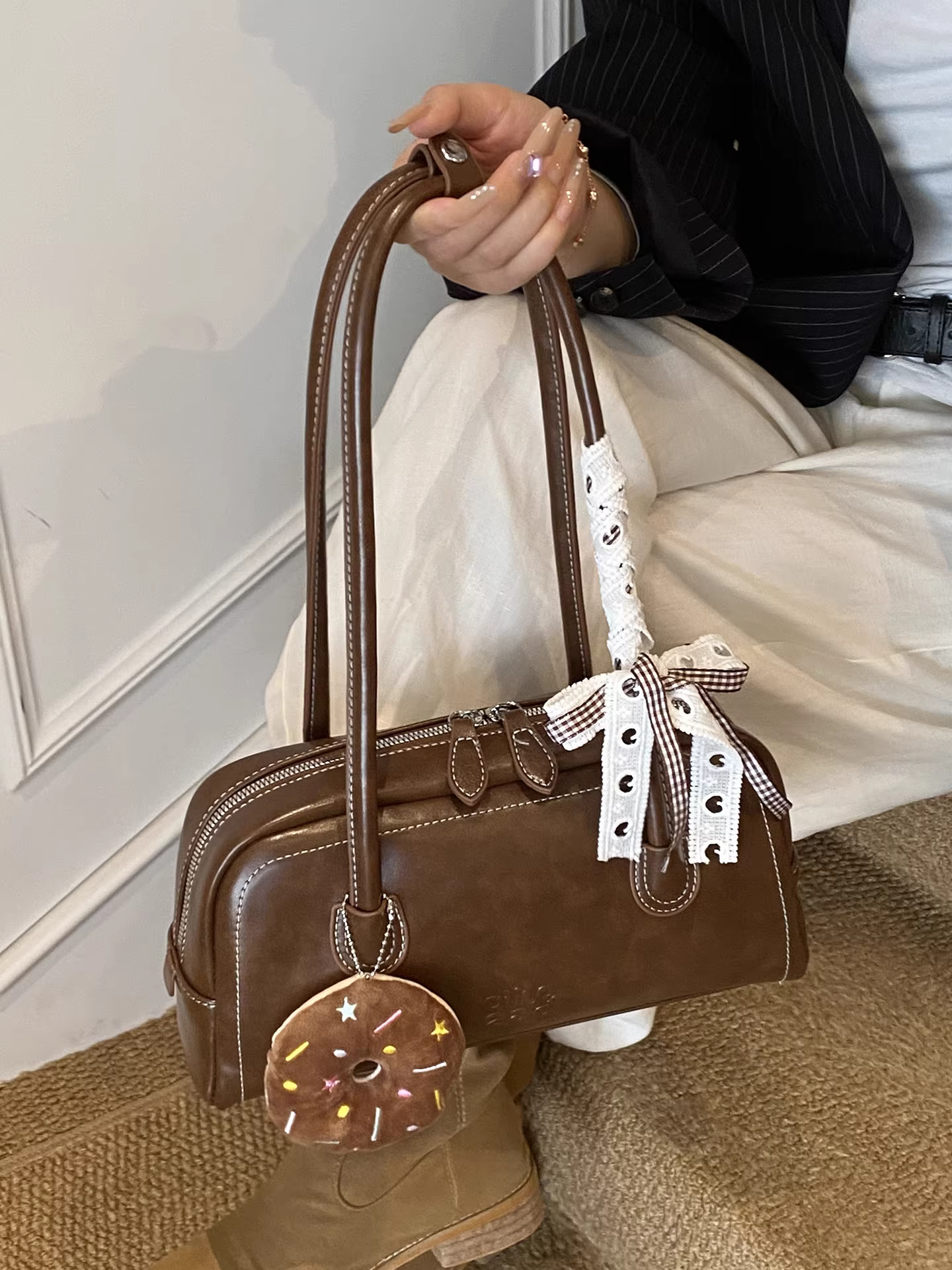 Túi đeo chéo nữ retro, dung tích lớn, mẫu mới thu đông 2025, đa năng, đeo vai, đeo nách, phong cách thường ngày, đi làm, đựng đồ đi làm, túi gối