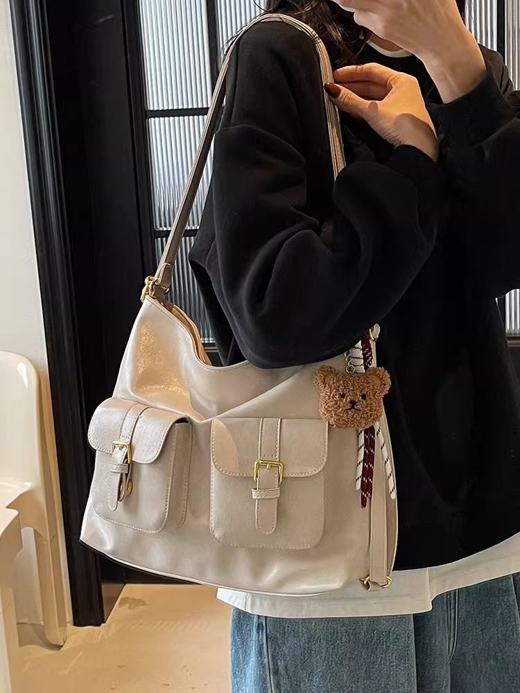 Túi tote đi làm cỡ lớn phong cách retro dành cho nữ, thời trang mới 2025, đa năng, đeo vai đơn/kép, có thể dùng làm balo