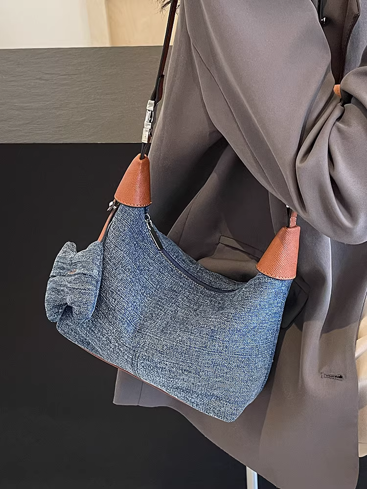 Túi denim nữ 2025 thiết kế độc đáo mùa thu đông, túi đeo chéo, túi xách đi làm, túi tote nhỏ