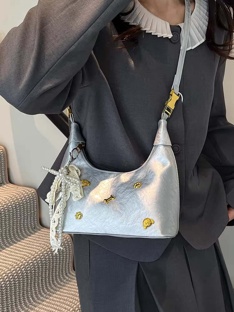 Túi xách cao cấp dành cho nữ, mẫu mới xuân hè 2025 phong cách Hàn Quốc thời thượng, túi đeo chéo, túi bánh bao nữ
