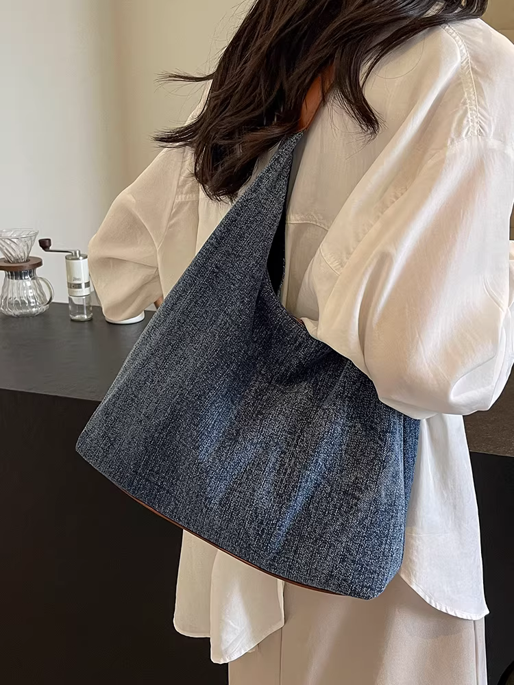 Túi denim nữ, cao cấp, mẫu mới thu đông 2025, đa năng, đeo vai, túi tote đi làm