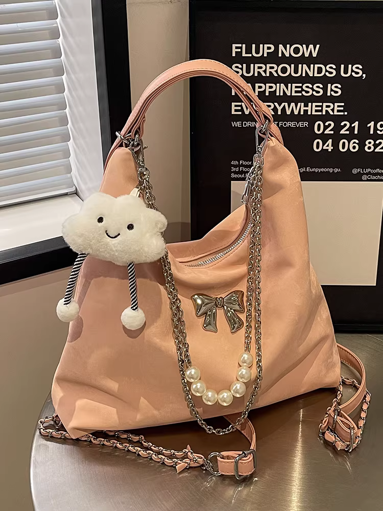 Túi tote nữ thu đông 2025, mẫu mới, dung tích lớn, màu bạc, balo đi làm, balo đeo chéo, balo du lịch