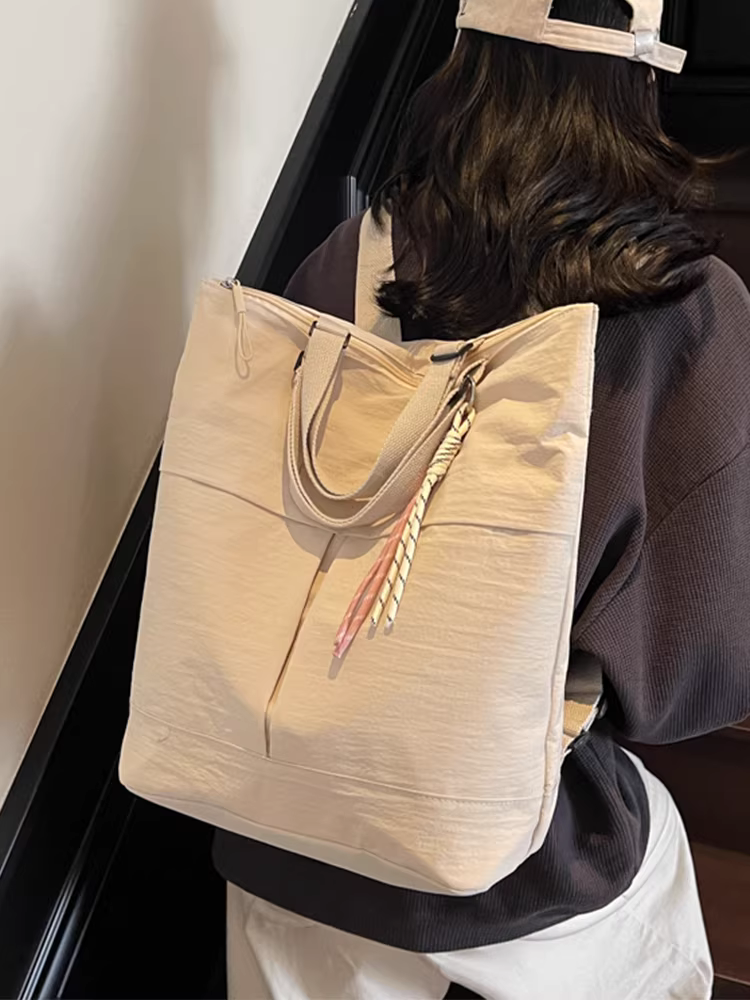 Túi vải canvas nữ, dung tích lớn, mẫu mới hè 2025, thiết kế độc đáo, balo đa năng, phong cách thường ngày