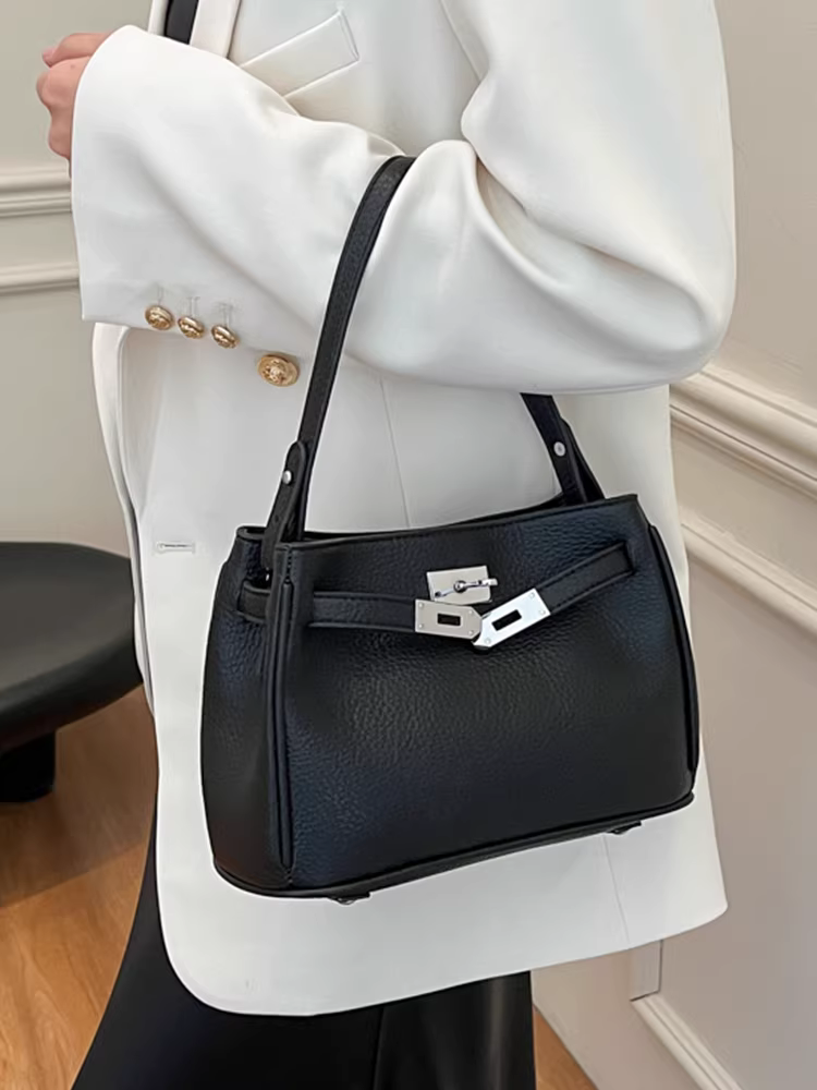 Túi xách nữ màu đỏ xuân hè 2025 thời trang mới đeo chéo một bên vai phong cách Hàn Quốc cao cấp kiểu Kelly