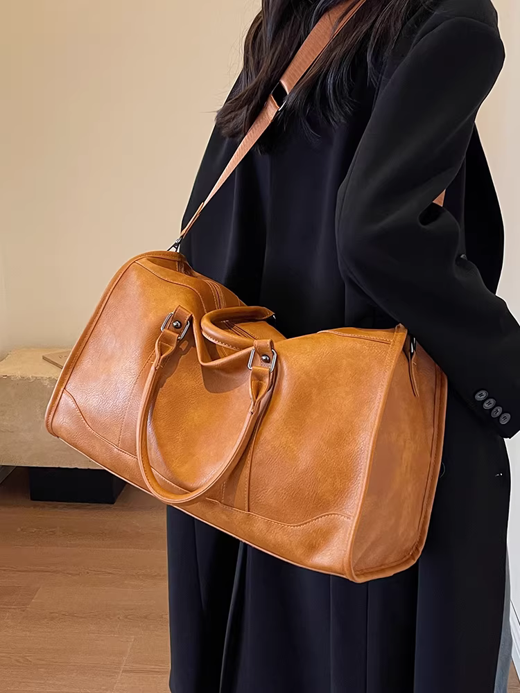 Túi xách cỡ lớn 2025 kiểu retro mới, đeo chéo, dành cho công tác, du lịch, đa năng, chất liệu có vân, cầm tay, dành cho nữ
