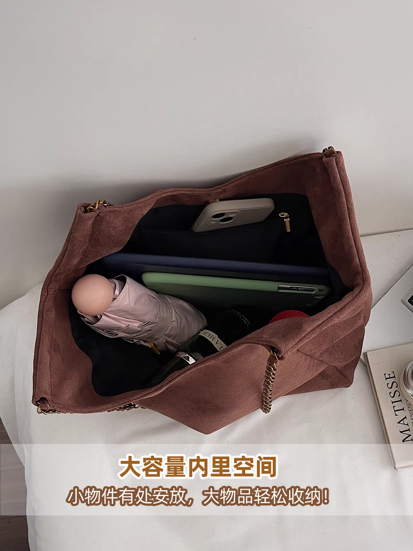 Túi da lộn nữ, dung tích lớn, mẫu mới thu đông 2025, túi đeo chéo retro, túi tote học sinh