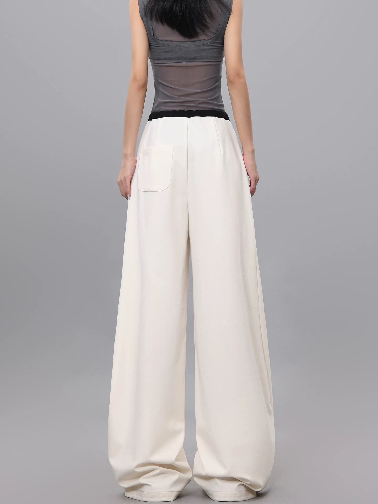 Quần dài dây rút phối màu KEN STUDIO dành cho nữ, phong cách mùa hè mới, đa năng, dáng rộng, dáng rộng, quần ống rộng