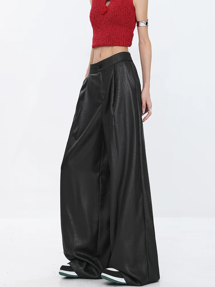 KEN STUDIO mùa hè quần mỏng có họa tiết bằng vải lụa mỏng kiểu dáng giản dị quần ống rộng kiểu dáng mới của Trung Quốc