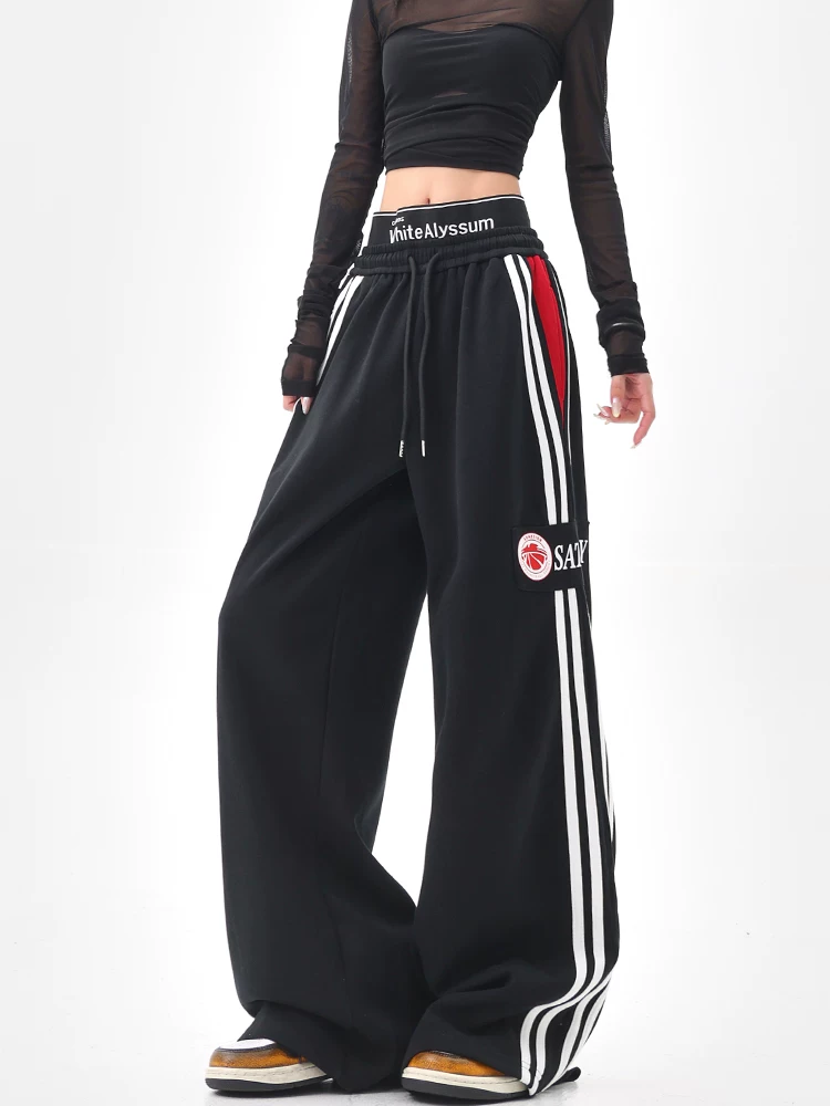 KEN STUDIO Quần thể thao dây rút có dây rút kiểu cổ điển kiểu Mỹ dành cho nữ quần ống rộng dáng rộng thẳng kiểu Mỹ