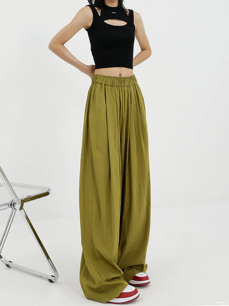 Quần suông mùa hè KEN STUDIO dành cho nữ 2025, kiểu xếp ly, rộng rãi, đa năng, tôn dáng, quần dài ống rộng