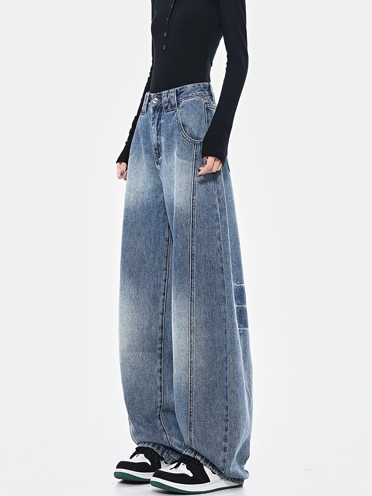 Quần jean lưỡi liềm và lưỡi kiếm lót lông cừu của KEN STUDIO dành cho nữ, quần dài kiểu cổ điển kiểu Mỹ, quần dài.