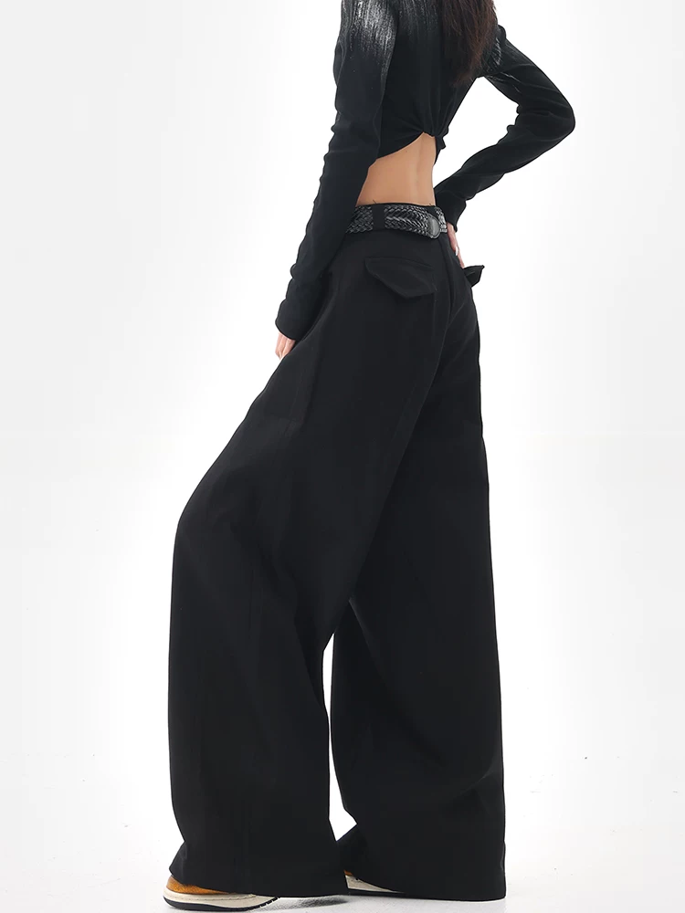 KEN STUDIO mùa hè mới kiểu dáng cổ điển thiết kế giải cấu trúc quần scimitar quần dài thẳng dáng rộng giảm béo cho nữ