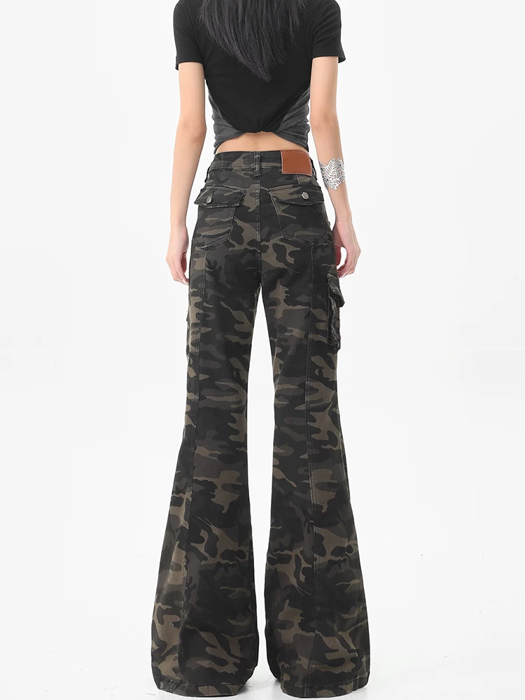 KEN STUDIO Quần jean ống loe kiểu hot girl phong cách Mỹ dành cho nữ, quần dài ôm sát lưng cao mới mùa xuân thu