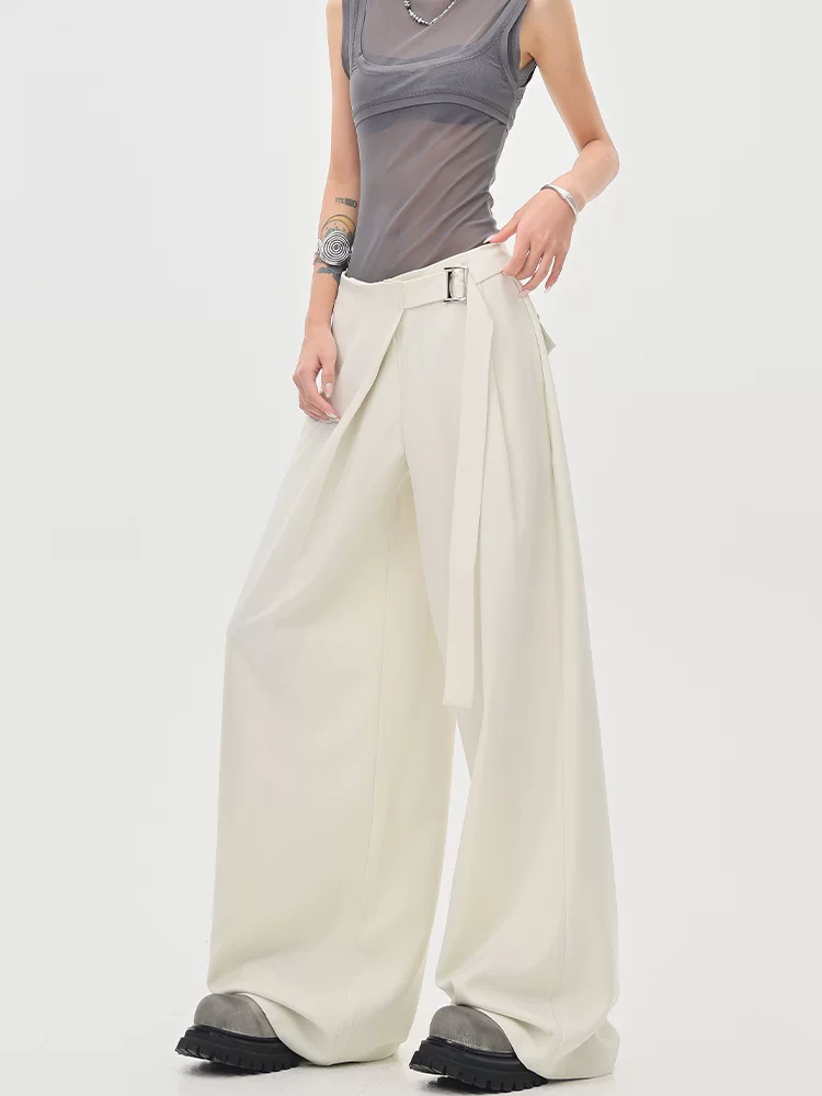 Quần tây màu mơ mới mùa hè của KEN STUDIO dành cho nữ với thiết kế thời trang, quần ống rộng lưng cao, quần dài chạm sàn.