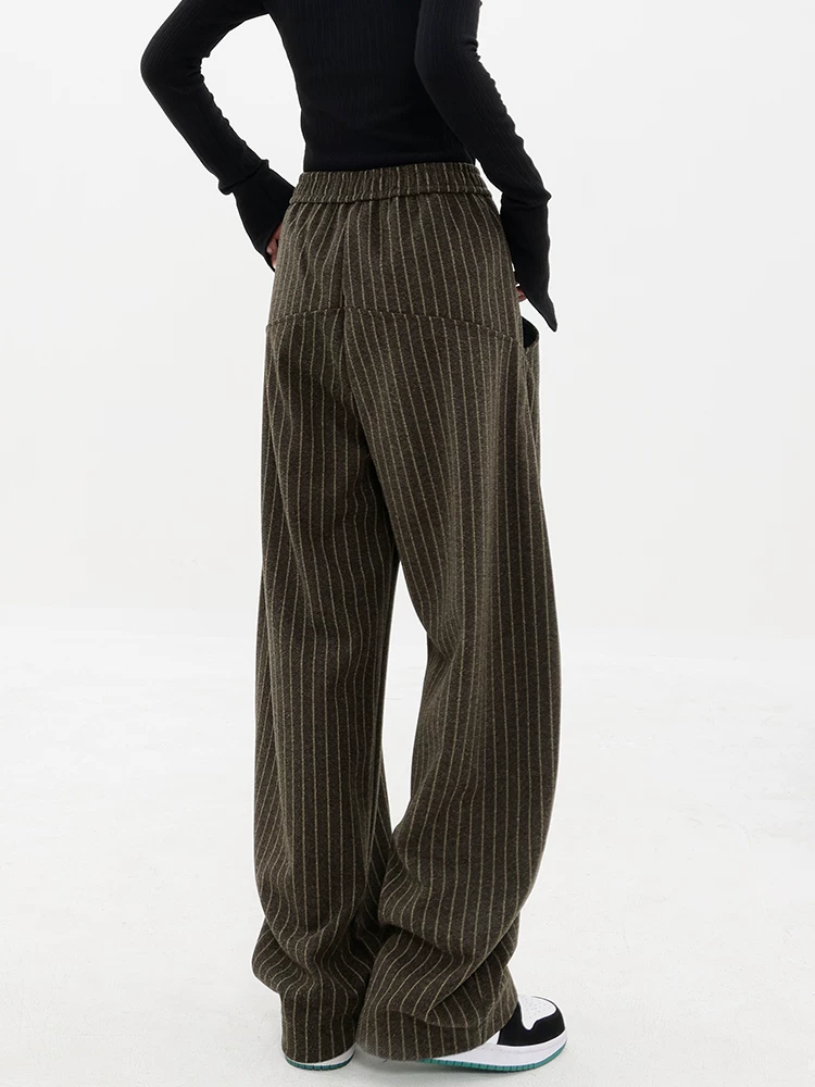 Quần thể thao dày KEN STUDIO dành cho nữ, quần dài dáng rộng đa năng dáng rộng mùa thu đông mới có sọc