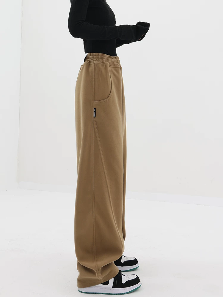 Quần len kaki KEN STUDIO dành cho nữ, quần thể thao dày mùa thu đông, quần thể thao chuối, quần ống rộng, quần thường ngày