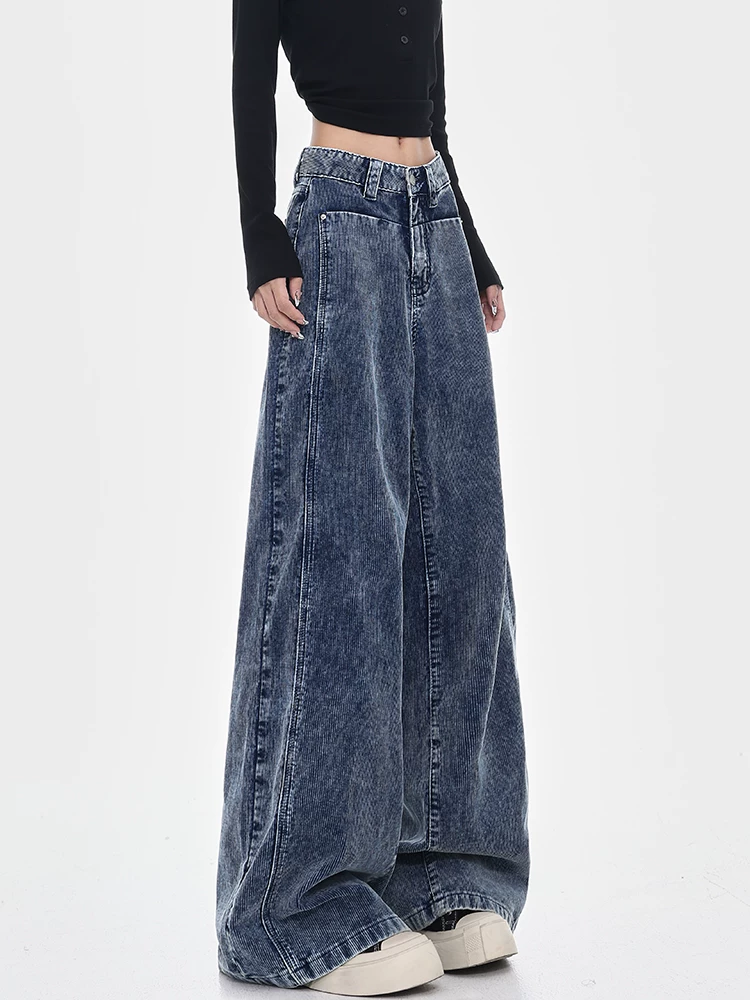 Quần jean nhung kiểu Mỹ cổ điển thu đông mới của KEN STUDIO là quần ống rộng đa năng và phong cách.