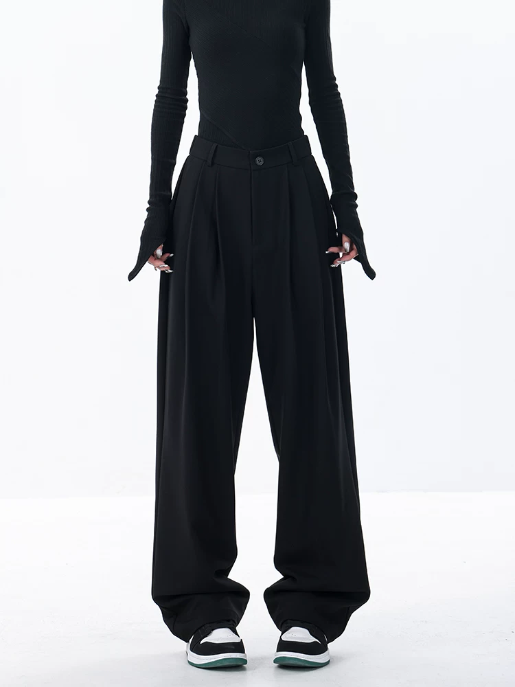 KEN STUDIO nguyên bản tối màu phong cách Yamamoto mùa thu quần ống rộng phù hợp với quần dài đến sàn quần ống thẳng unisex