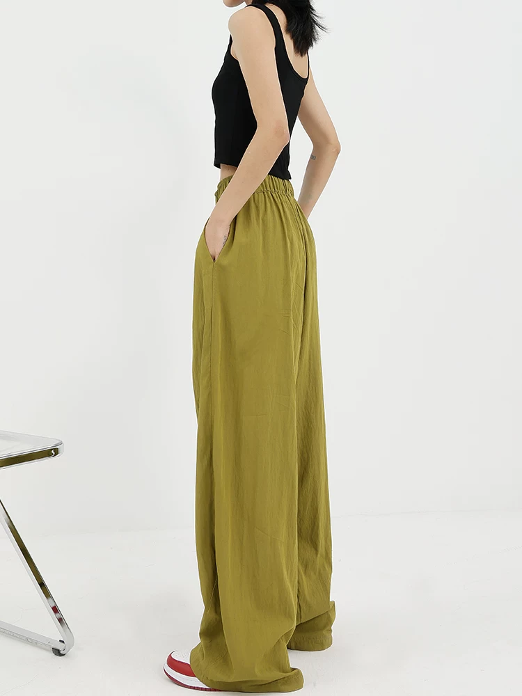 Quần suông mùa hè KEN STUDIO dành cho nữ 2025, kiểu xếp ly, rộng rãi, đa năng, tôn dáng, quần dài ống rộng