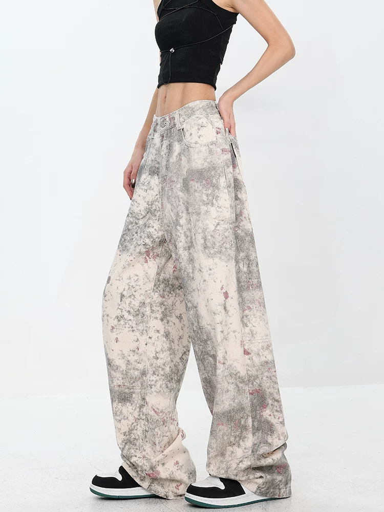 KEN STUDIO phong cách mới mùa hè nguyên bản của Mỹ quần jean ống rộng dáng rộng kiểu dáng rộng thùng thình kiểu dáng rộng thùng thình