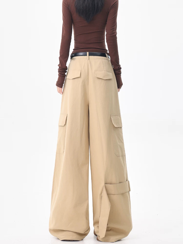 KEN STUDIO Quần kaki kiểu cổ điển của Mỹ dành cho nữ, quần ống rộng dáng thẳng mùa hè mới.