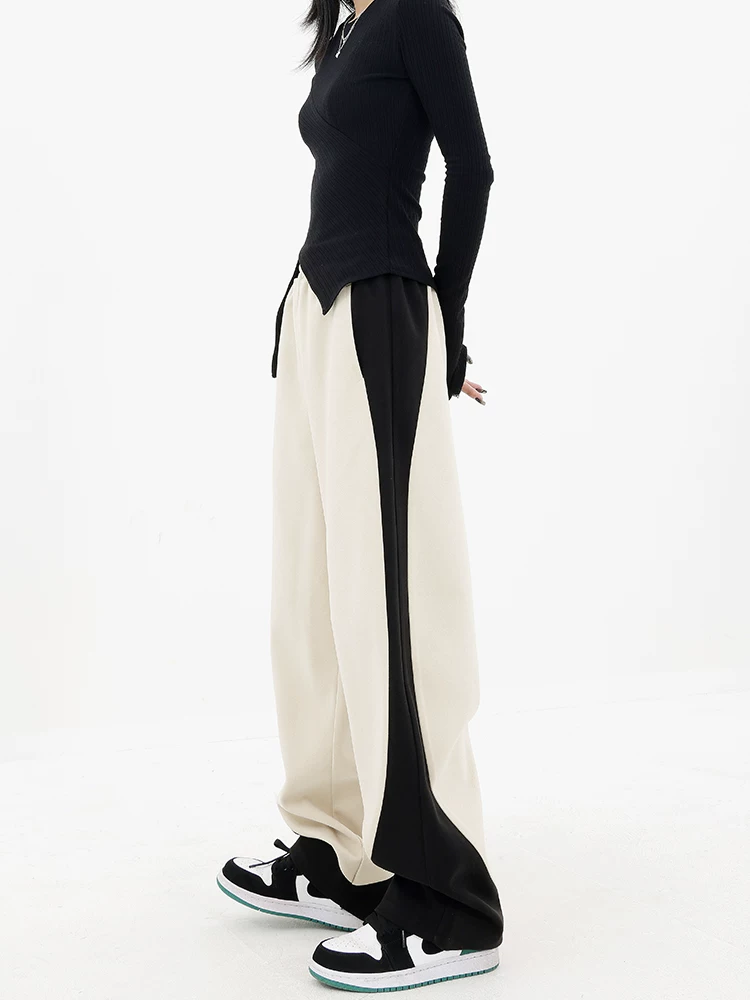 KEN STUDIO quần thể thao thường ngày mới dành cho nữ mùa thu đông, quần thể thao ống rộng dáng rộng lưng cao hợp thời trang.