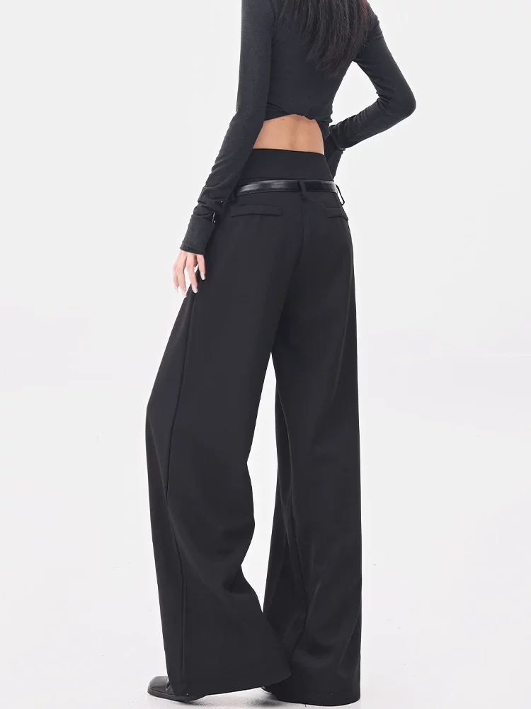 KEN STUDIO Quần tây ống rộng cao cấp mùa hè và mùa thu mới dành cho nữ, quần cạp cao, dáng rộng, quần thường ngày giúp giảm béo