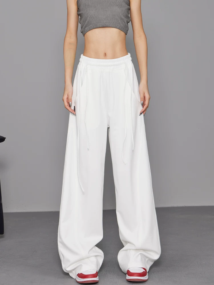 KEN STUDIO Xuân Thu Quần chuối trắng mới Quần thể thao Quần thể thao nữ Quần âu Quần dài đến sàn Quần ống rộng Quần dài