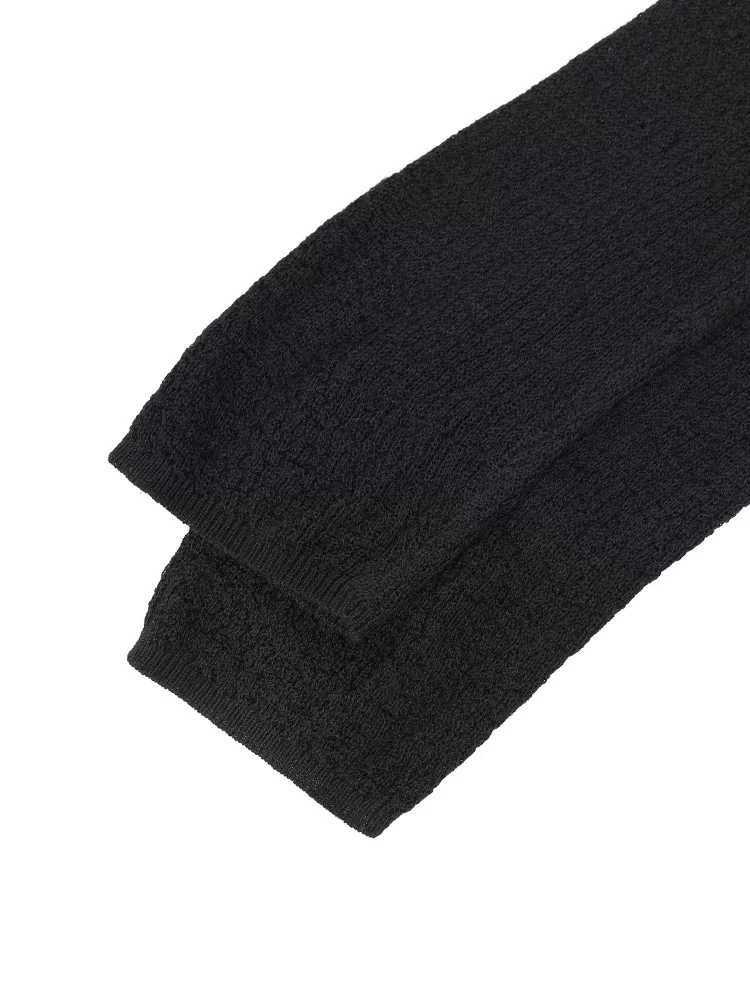 KEN STUDIO Áo thun dài tay cổ tròn màu đen mới mùa xuân thu dành cho nữ, áo dệt kim bên trong vừa vặn