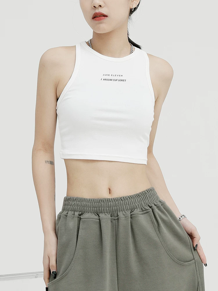 Áo ba lỗ màu đen của KEN STUDIO dành cho nữ, thiết kế độc đáo, phong cách mùa hè mới, áo sơ mi ngắn lưng cao