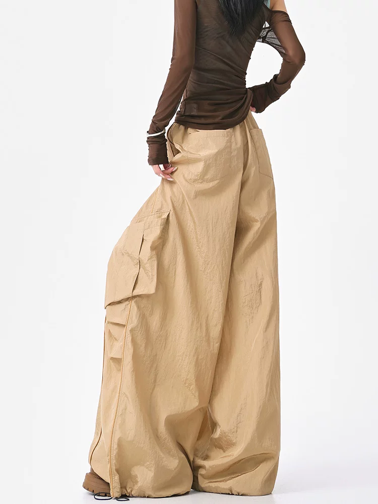 KEN STUDIO Quần cargo mỏng phong cách Mỹ cay cay dành cho nữ mùa hè mới quần rộng ống rộng khiêu vũ nhạc jazz