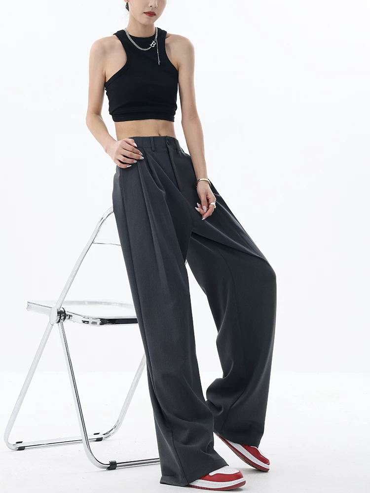 Quần âu kiểu mới Xuân Thu KEN STUDIO2025 dành cho nữ, thiết kế xếp ly draping, dáng rộng, dài chấm đất, phong cách thường ngày.