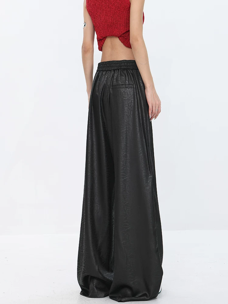 KEN STUDIO mùa hè quần mỏng có họa tiết bằng vải lụa mỏng kiểu dáng giản dị quần ống rộng kiểu dáng mới của Trung Quốc