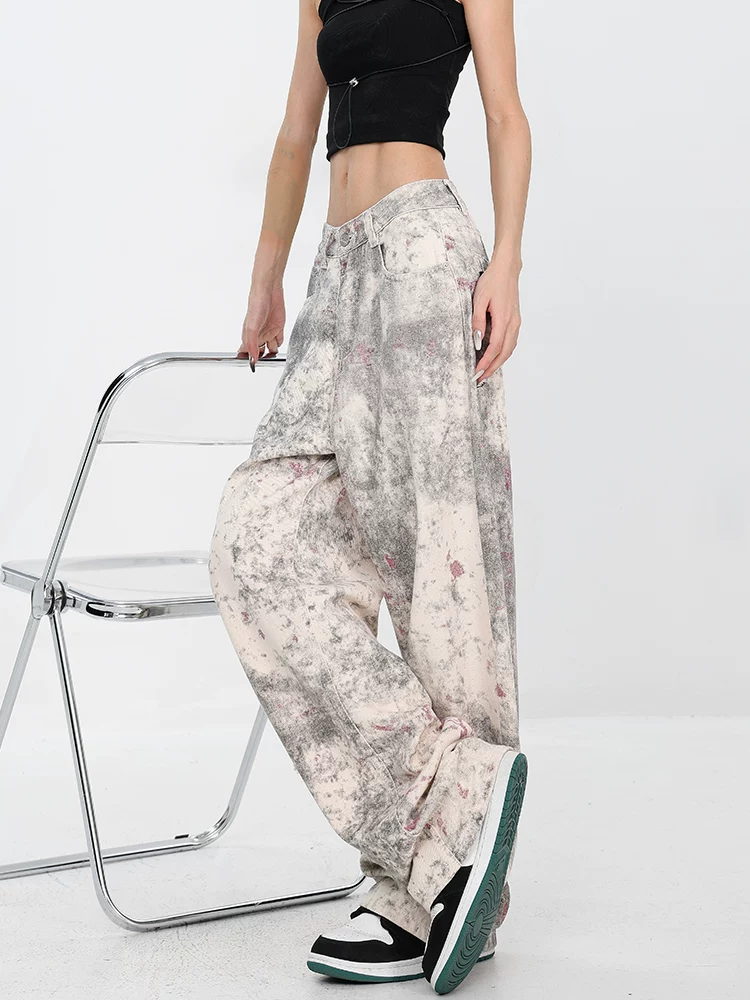 KEN STUDIO phong cách mới mùa hè nguyên bản của Mỹ quần jean ống rộng dáng rộng kiểu dáng rộng thùng thình kiểu dáng rộng thùng thình