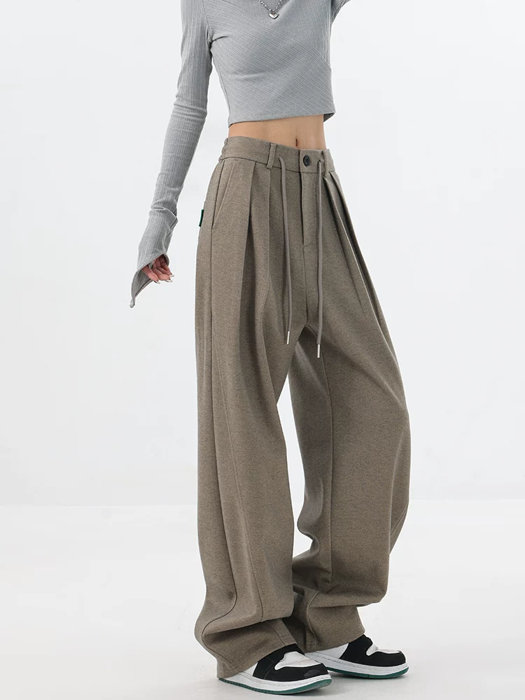 KEN STUDIO mùa thu đông mới quần lưỡi liềm quần dao cong quần thể thao thông thường quần thể thao quần tây nữ quần chuối quần ống rộng