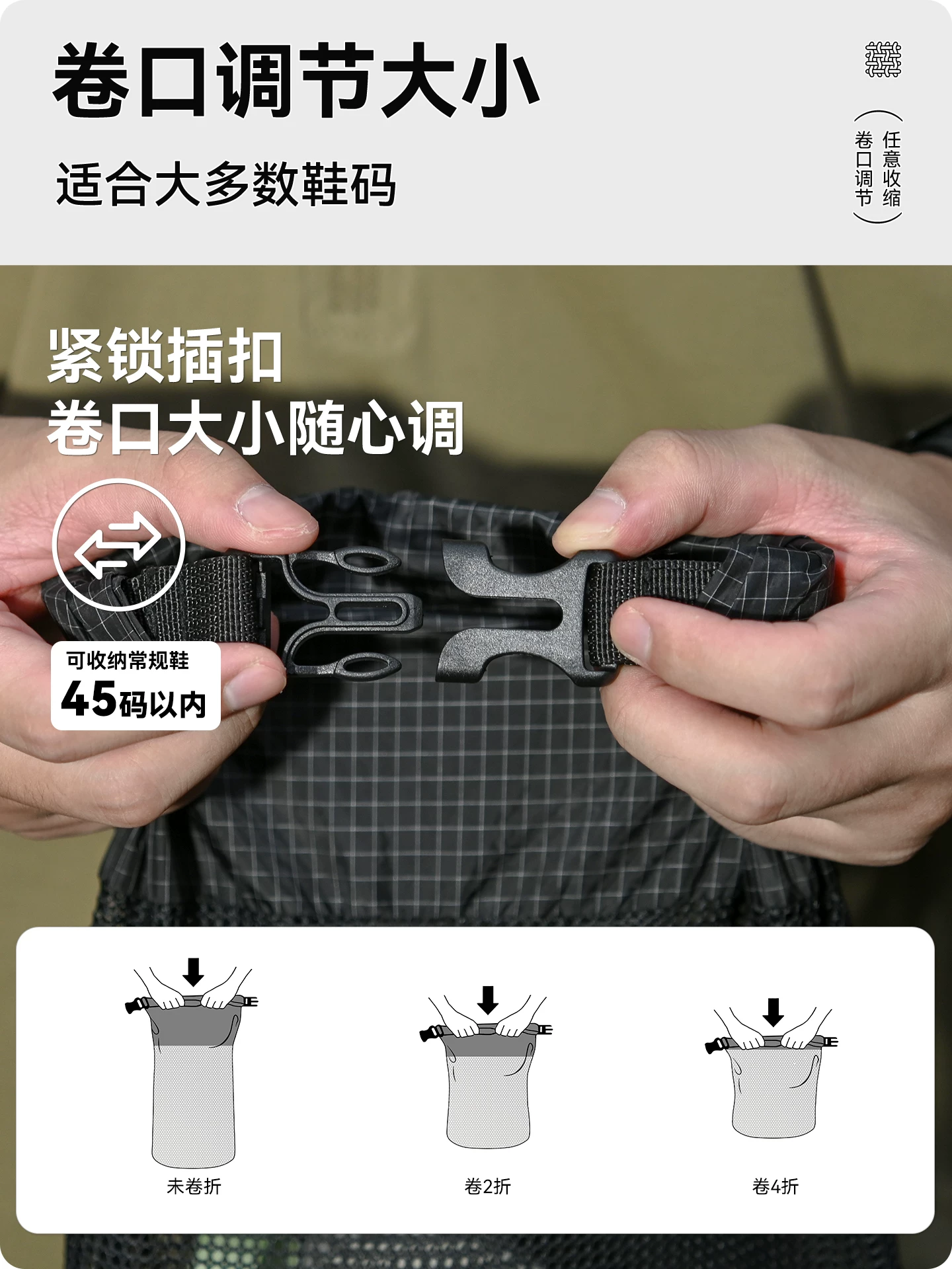 Ba lô đi bộ đường dài ngoài trời có túi đựng giày bên ngoài, ngăn đựng giày bằng vải Dyneema di động, chất liệu lưới thoáng khí, siêu nhẹ và nhanh khô.