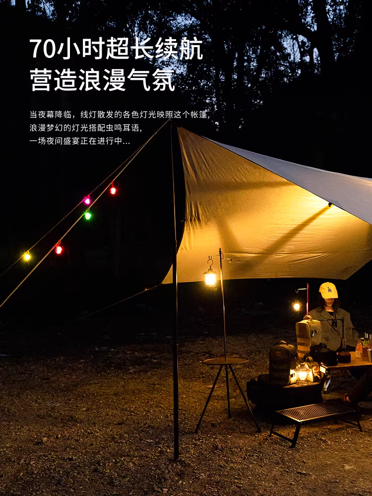 Đèn cảnh báo LED cắm trại ngoài trời trang trí lều đèn tạo không khí dây gió chống trượt silicon đèn treo nhỏ đèn nhấp nháy