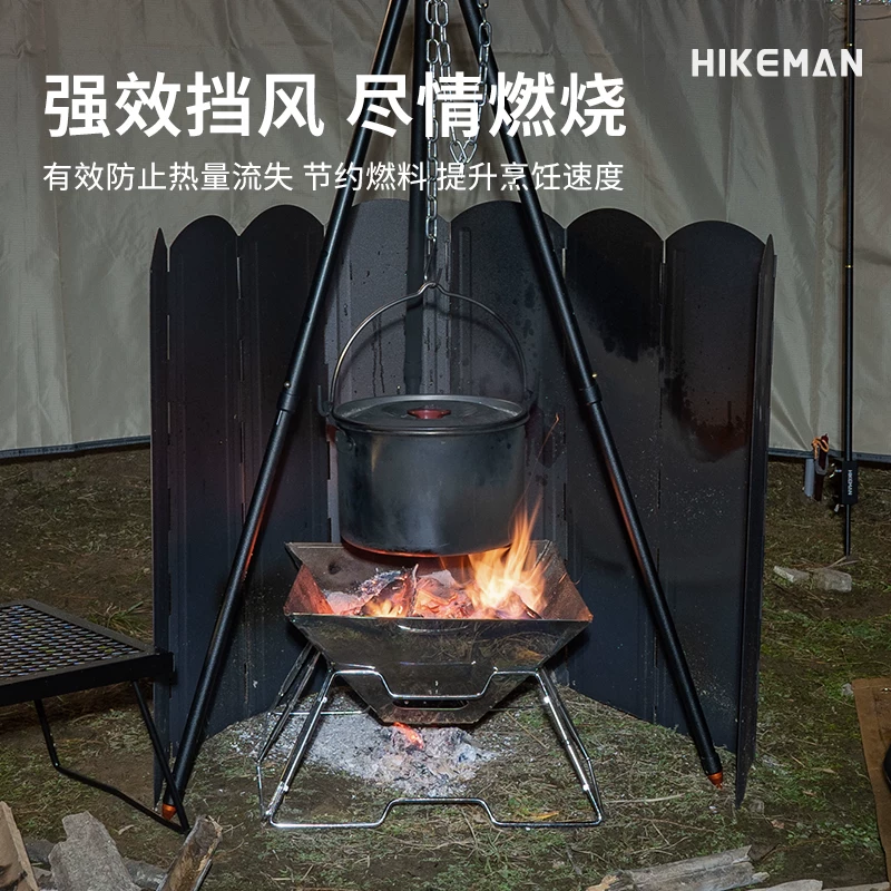 Bếp cắm trại ngoài trời cỡ lớn, chống gió, có nắp che chắn gió cao, bếp cassette di động, bếp sưởi, tấm thu nhiệt