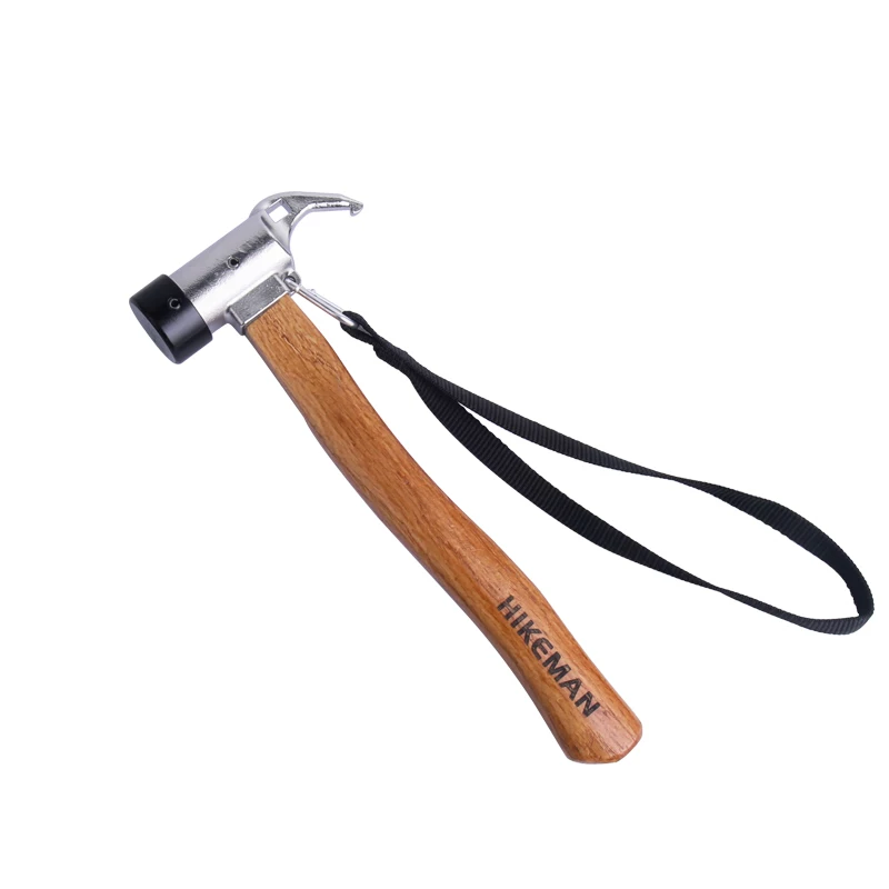 Búa cắm trại ngoài trời HIKEMAN đa năng, thép không gỉ, cán gỗ, dụng cụ tháo cọc lều, búa đóng đinh đất